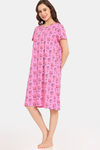 Rosaline Bloom Fest Knit Cotton Knee Length Nightdress - Aurora Pink — thumbnail 2